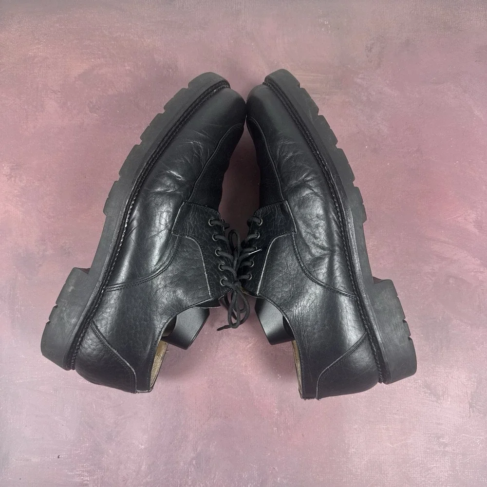 H.S. TRASK‎ Men's 10.5 Bison Leather Oxford Shoes Lace-up Black